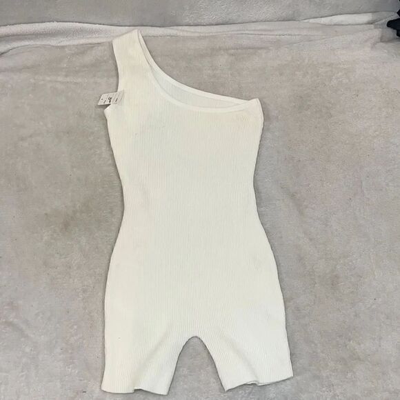 Pants - One shoulder full body overall bodysuit white size S new with tags